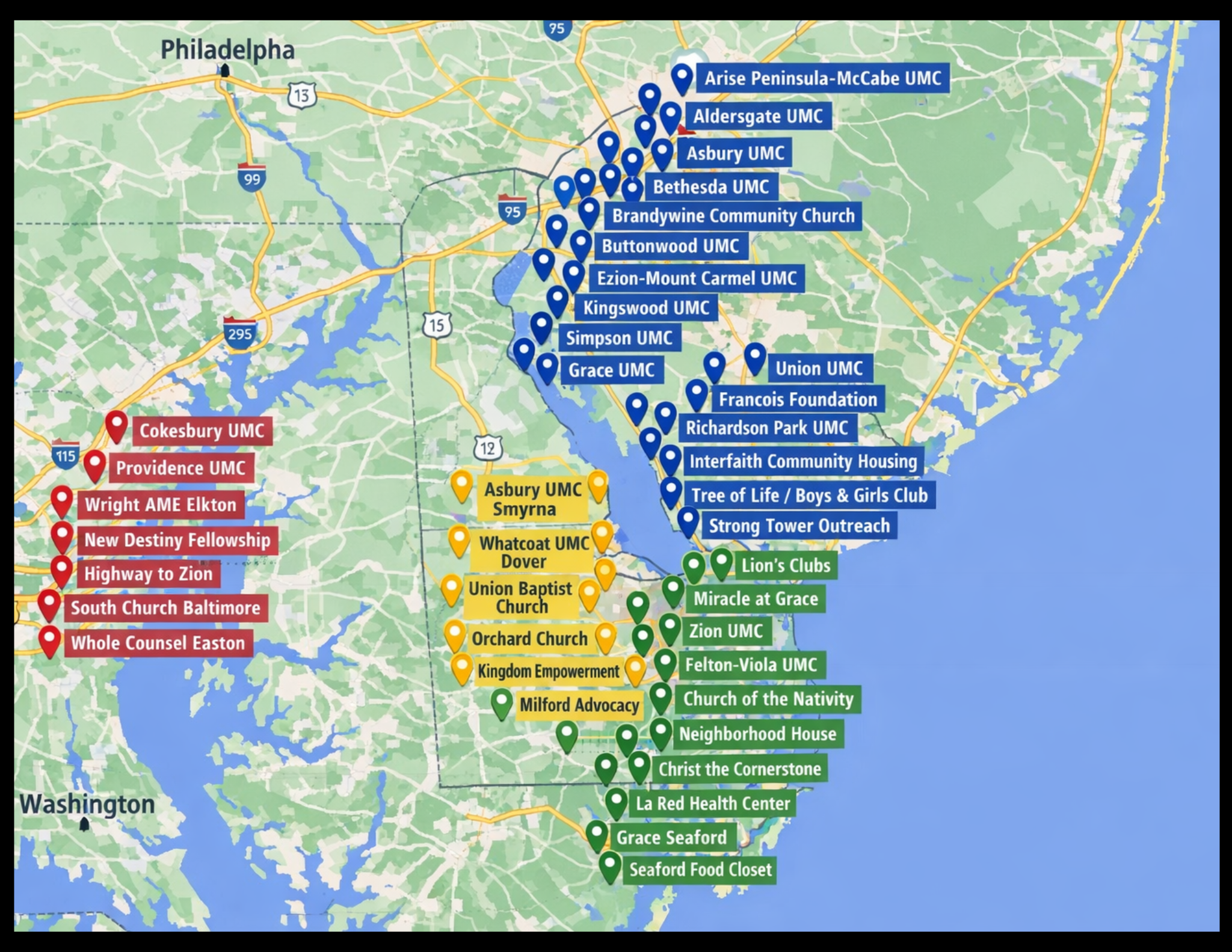 Delaware and Maryland Service Area Map